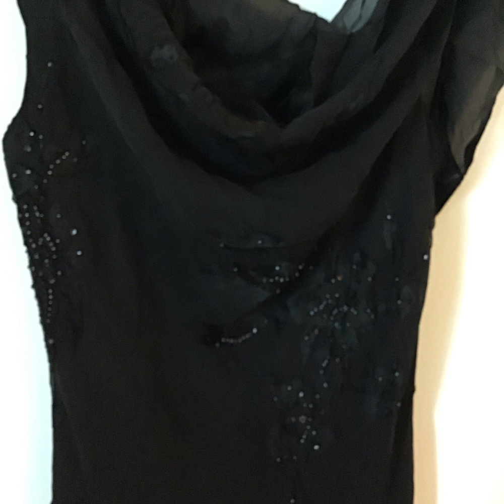 Alex Evenings Black Beaded Cowl-Neck Midi Dress - Picture 2 of 9